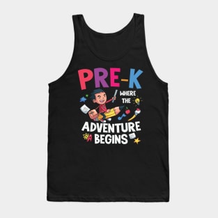 Pre K Where The Adventure Begins Back To School Gift Tank Top